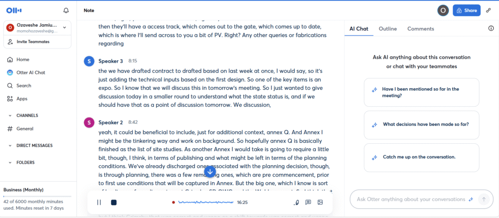 Otter AI meeting notes