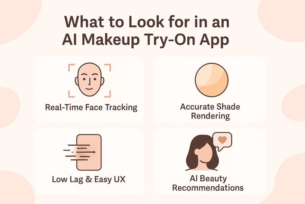 Infographic of key features in AI makeup apps