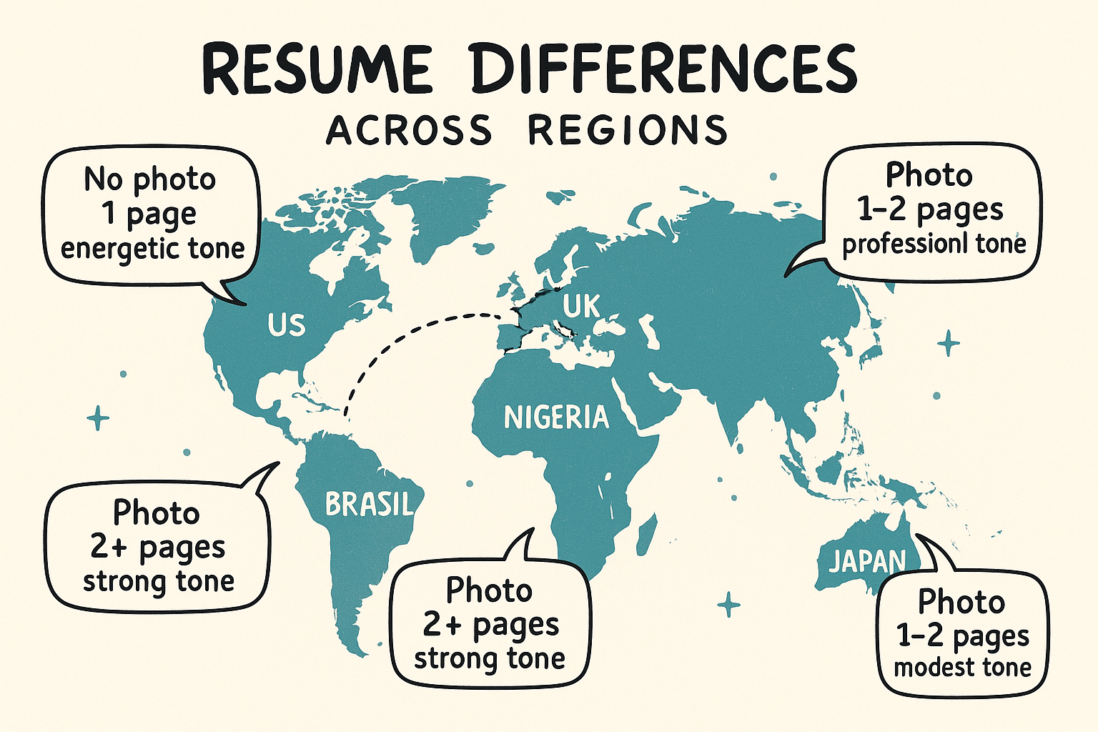 Resume Rules Around the World – From Germany’s photo-friendly CVs to the U.S.’ strict no-photo standard, knowing what’s expected can boost your chances abroad.