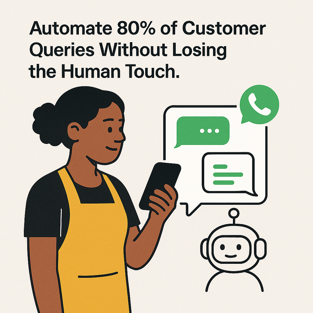 African solopreneur automating WhatsApp replies using ChatGPT templates.