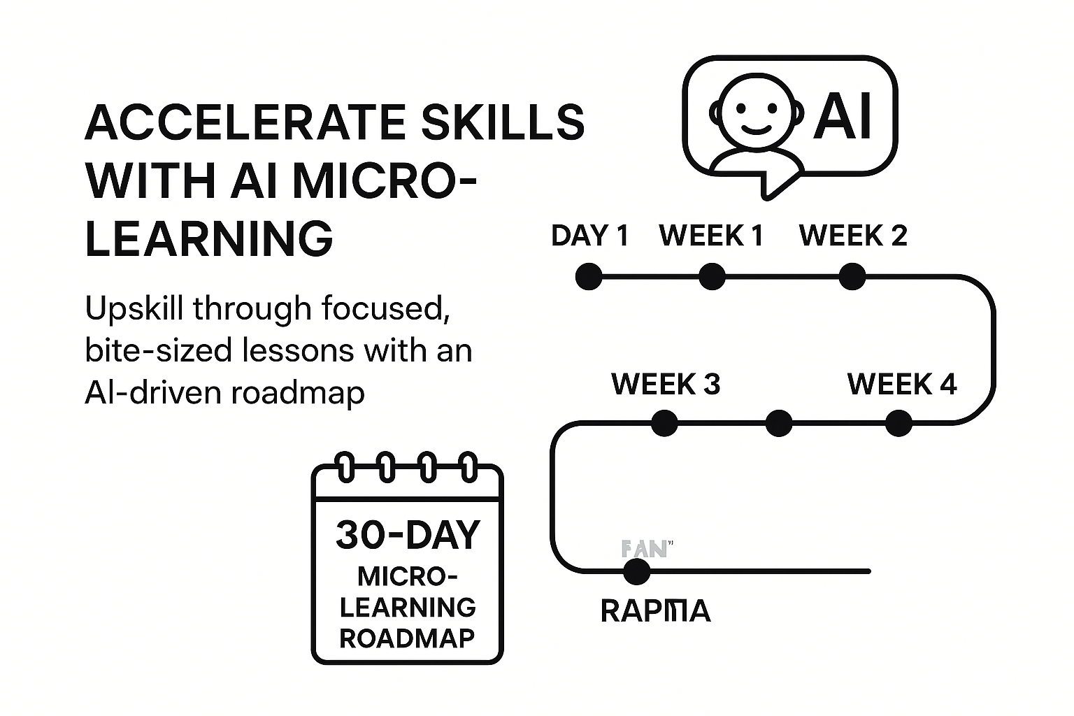 AI-powered roadmap showing a 30-day personalized micro-learning plan for solopreneurs.