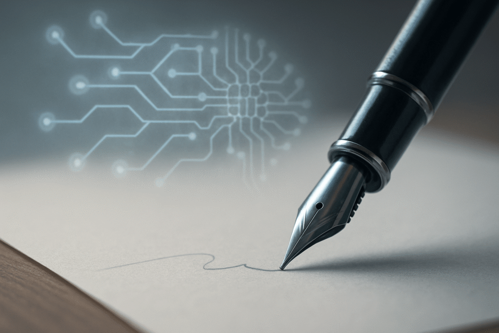 ymbolic image of Italy AI law copyright rules, human creativity with AI assistance